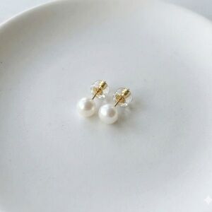 Classic Cultured Pearl Earrings (6mm) - 18k GP